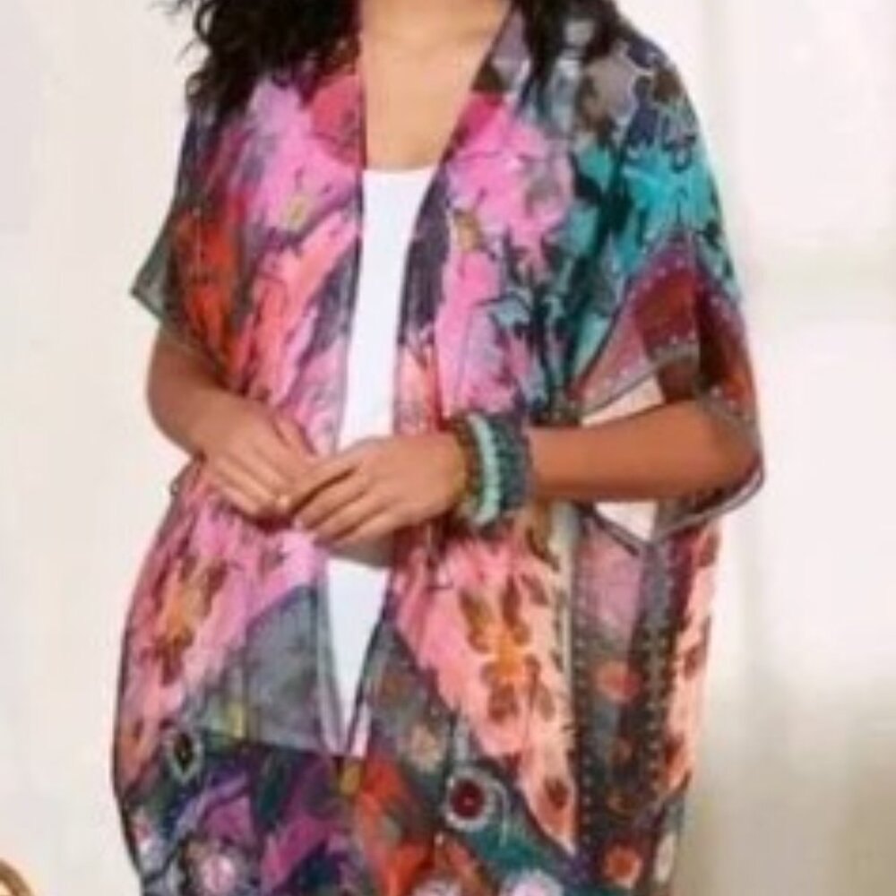 Soft Surroundings Floral Cabana Lightweight Wrap Topper